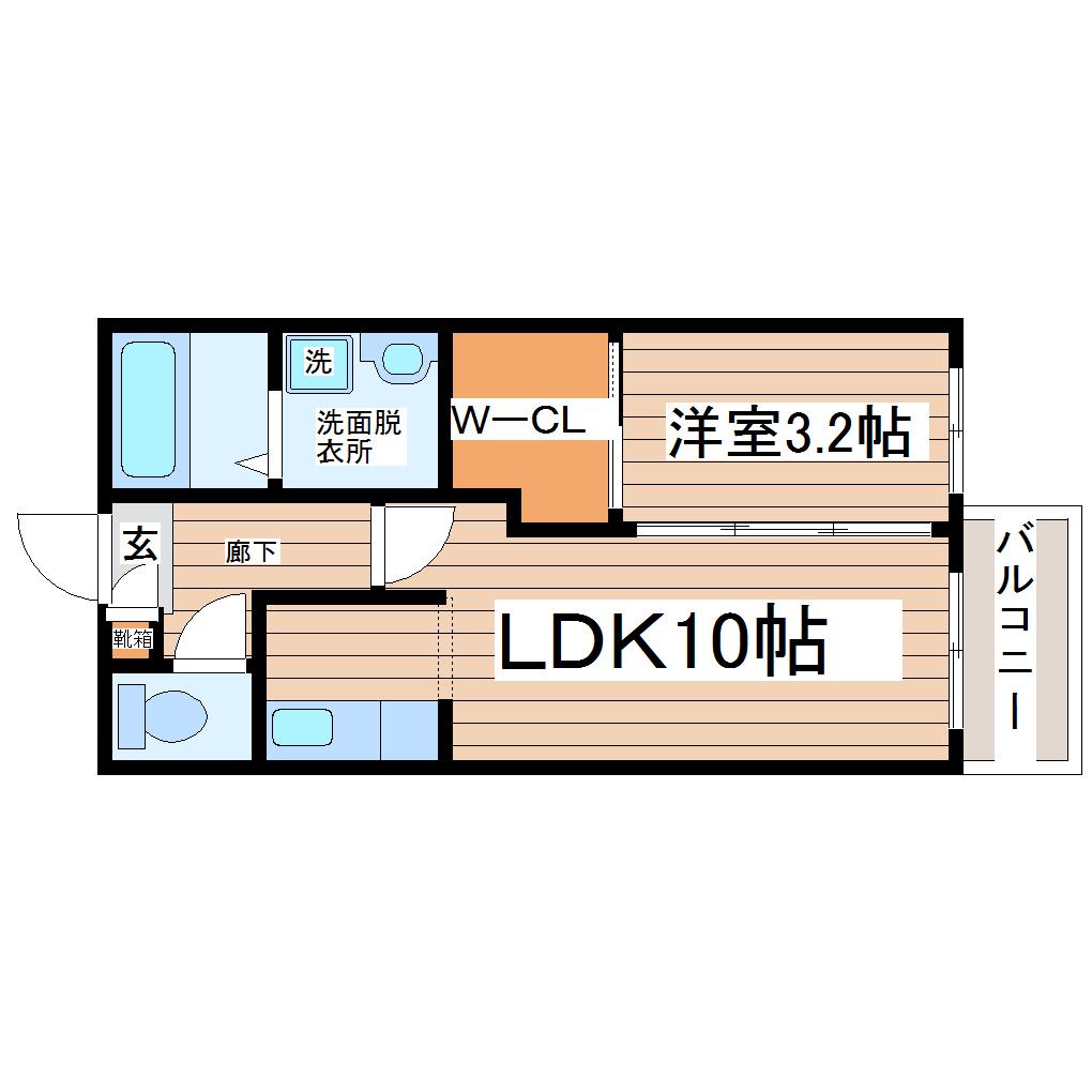 グランドリームII(1LDK/2階)の間取り写真