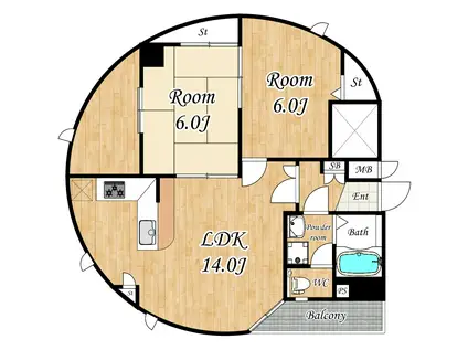 SOLEIL MINAMIMACHI(2LDK/3階)の間取り写真