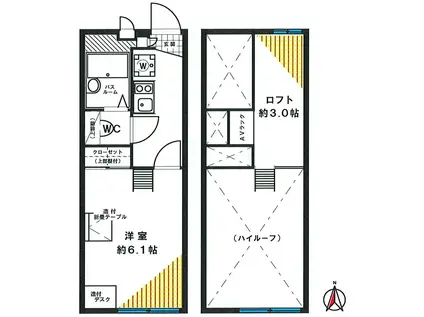 コンフォート・ノース綾瀬(1K/1階)の間取り写真