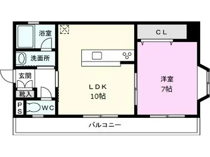 イシタカマンション(1LDK/2階)の間取り写真