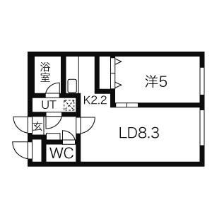 ポーザ琴似(1LDK/1階)の間取り写真