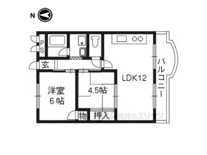 岡崎グランドハイツ(2LDK/2階)の間取り写真