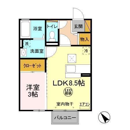 サングリエB(1LDK/1階)の間取り写真