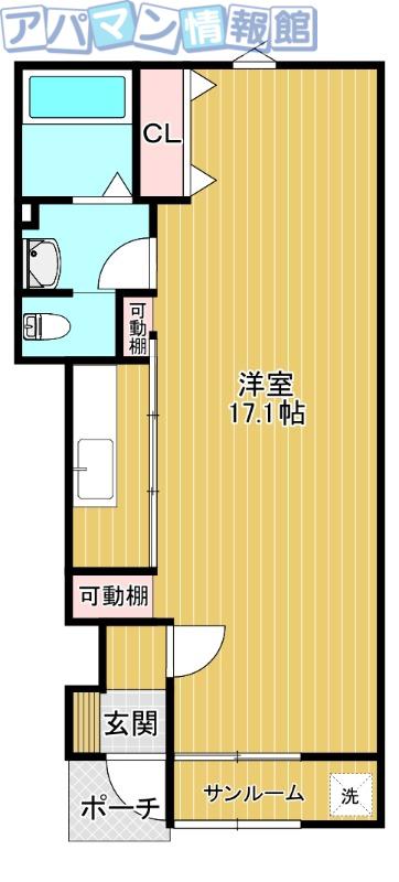 ラテールリッシュII(ワンルーム/1階)の間取り写真