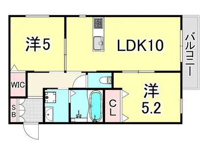 アレーズコート苦楽園(2LDK/1階)の間取り写真