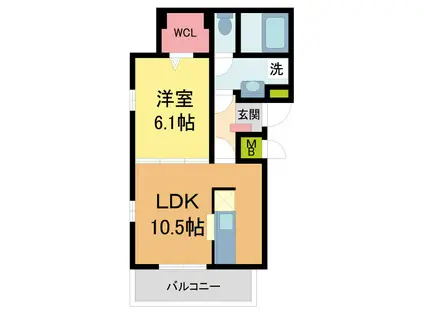 エクラ宝塚(1LDK/3階)の間取り写真