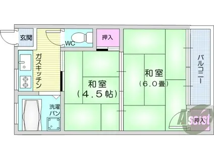 三浦アパート(2K/2階)の間取り写真