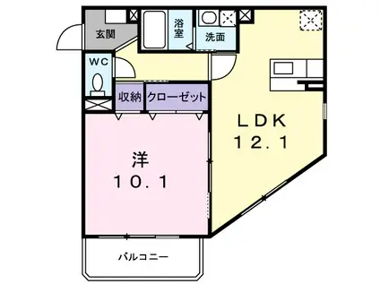 ビサイド・シ-(1LDK/1階)の間取り写真