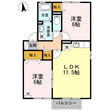 セジュール八島(2LDK/2階)の間取り写真