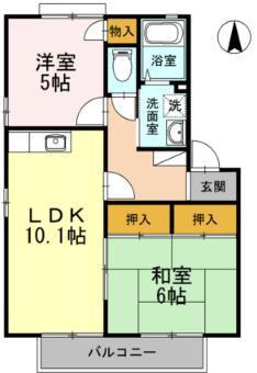 サンライズ吉永 E棟(2LDK/2階)の間取り写真