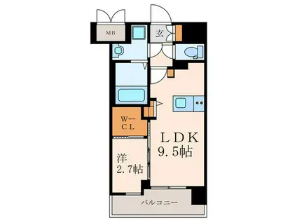 コートハウス・ピノ(1LDK/9階)の間取り写真