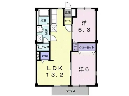キャステール大江(2LDK/1階)の間取り写真