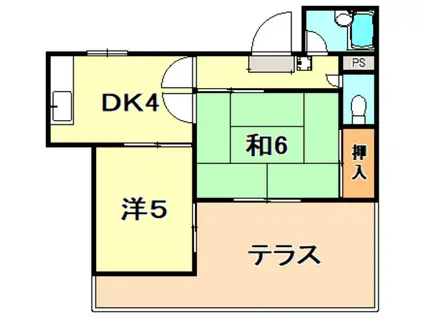 旭ヶ丘伸和ハイツ(2DK/1階)の間取り写真
