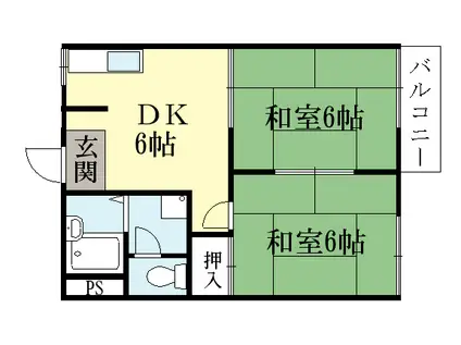 タウニィ陽光(2DK/2階)の間取り写真
