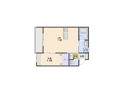 リバーサイドK(1LDK/2階)の間取り写真
