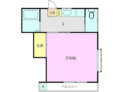 緑ヶ丘ハイツ(1K/2階)の間取り写真