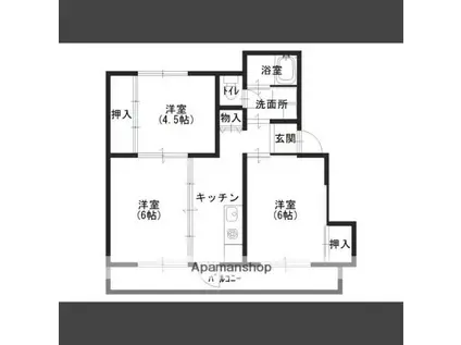 ヴィラナリー志度 2号棟(3K/4階)の間取り写真