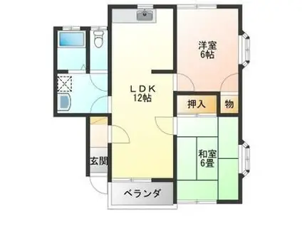 ヴェルエスト鹿沼 B棟(2LDK/2階)の間取り写真