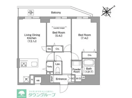 HF押上レジデンス(2LDK/7階)の間取り写真