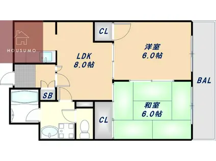 サニーハイツ三番館(2LDK/2階)の間取り写真