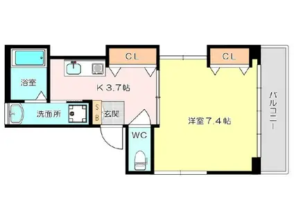 KSマンション(1K/4階)の間取り写真