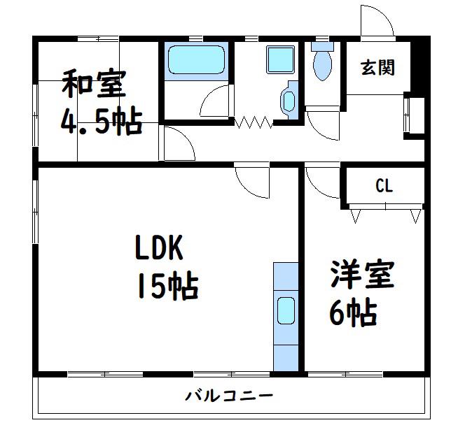 ソレイユ木之庄(2LDK/2階)の間取り写真