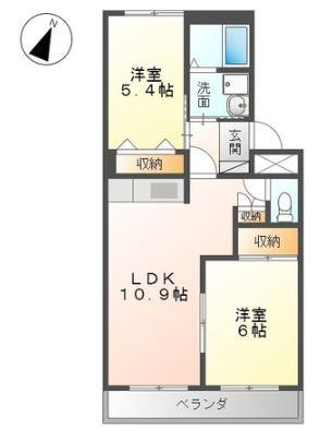 プチフルール(2LDK/2階)の間取り写真