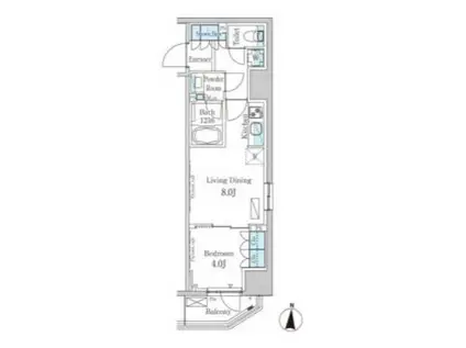 パークアクシス錦糸町ヴェール(1LDK/4階)の間取り写真