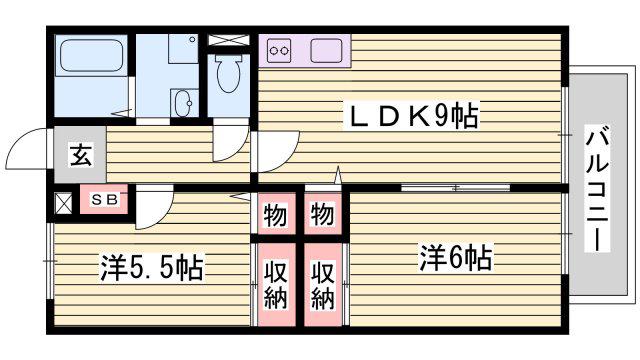 サンフォーレスト A棟(2LDK/2階)の間取り写真
