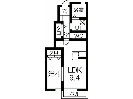 ロジェコンフォール(1LDK/1階)の間取り写真