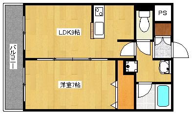 オリオリシティV(1LDK/3階)の間取り写真