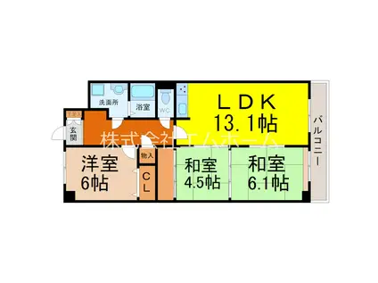 シティライフ城下(3LDK/4階)の間取り写真