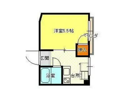 赤木ビル(1K/3階)の間取り写真