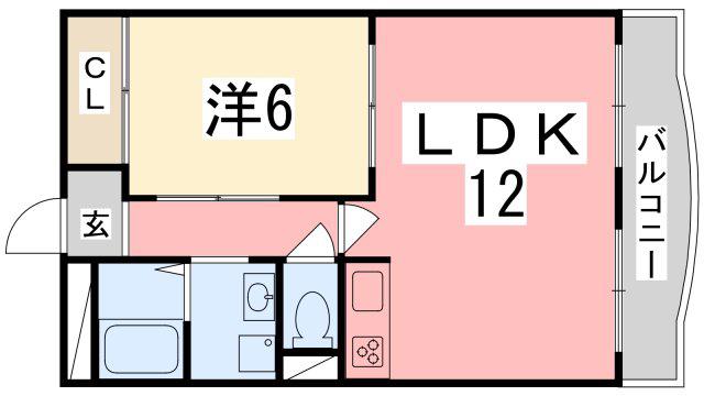 ダイヤマンション(1LDK/4階)の間取り写真