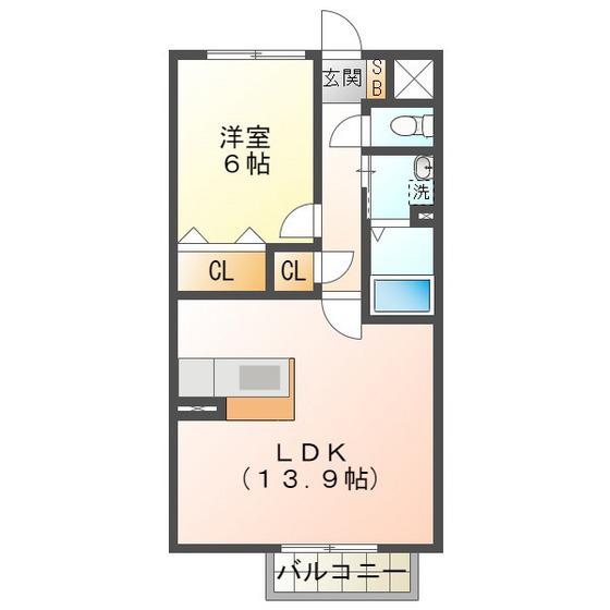 スターライズ(1LDK/1階)の間取り写真