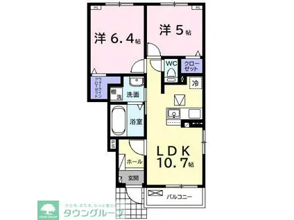 ドリーマーII(2LDK/1階)の間取り写真