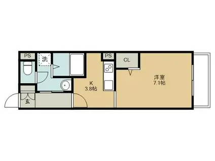 ホワイトガーデン(1K/1階)の間取り写真