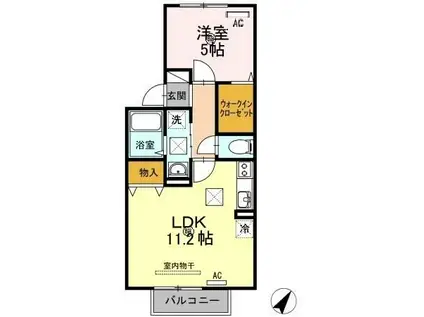 セジュール鵬舟ZII(1LDK/1階)の間取り写真