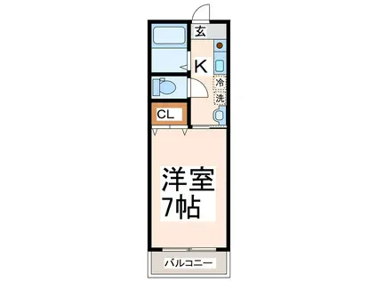 エントピア黒髪(1K/1階)の間取り写真