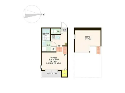 LEGARE卸町(1K/1階)の間取り写真