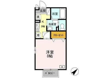 エクセル三城(1K/1階)の間取り写真