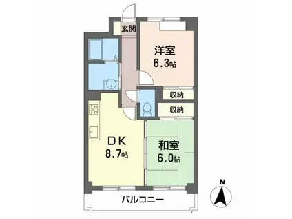スクエアエムズ(1LDK/2階)の間取り写真