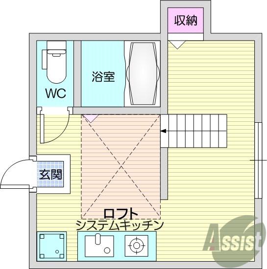 ハイム向山(ワンルーム/2階)の間取り写真