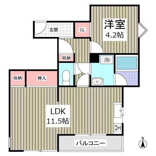 鎌倉ピュアハイム(1LDK/1階)の間取り写真