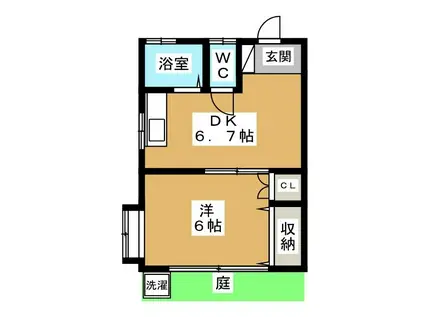 メゾンドローズ(1DK/1階)の間取り写真