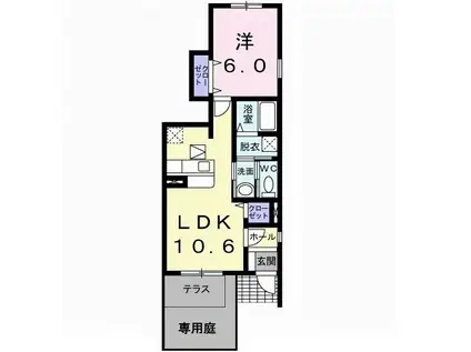 リュミエール本町田(1LDK/1階)の間取り写真