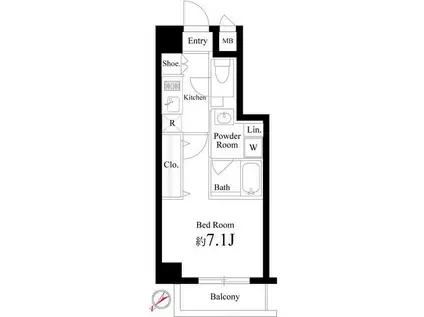 ハーモニーレジデンス新宿イースト(1K/6階)の間取り写真