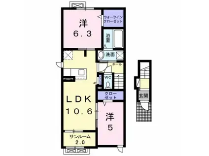 メゾン・シャトンII(2LDK/2階)の間取り写真