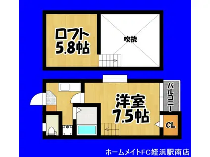 ポラリス下山門V(1SK/2階)の間取り写真