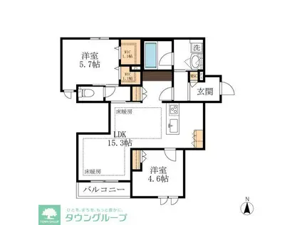 SAKURA(2LDK/2階)の間取り写真